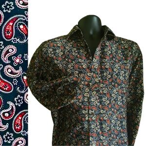 ROSSO MILANO ITALY Paisley Print Mens Button Down Shirt Small